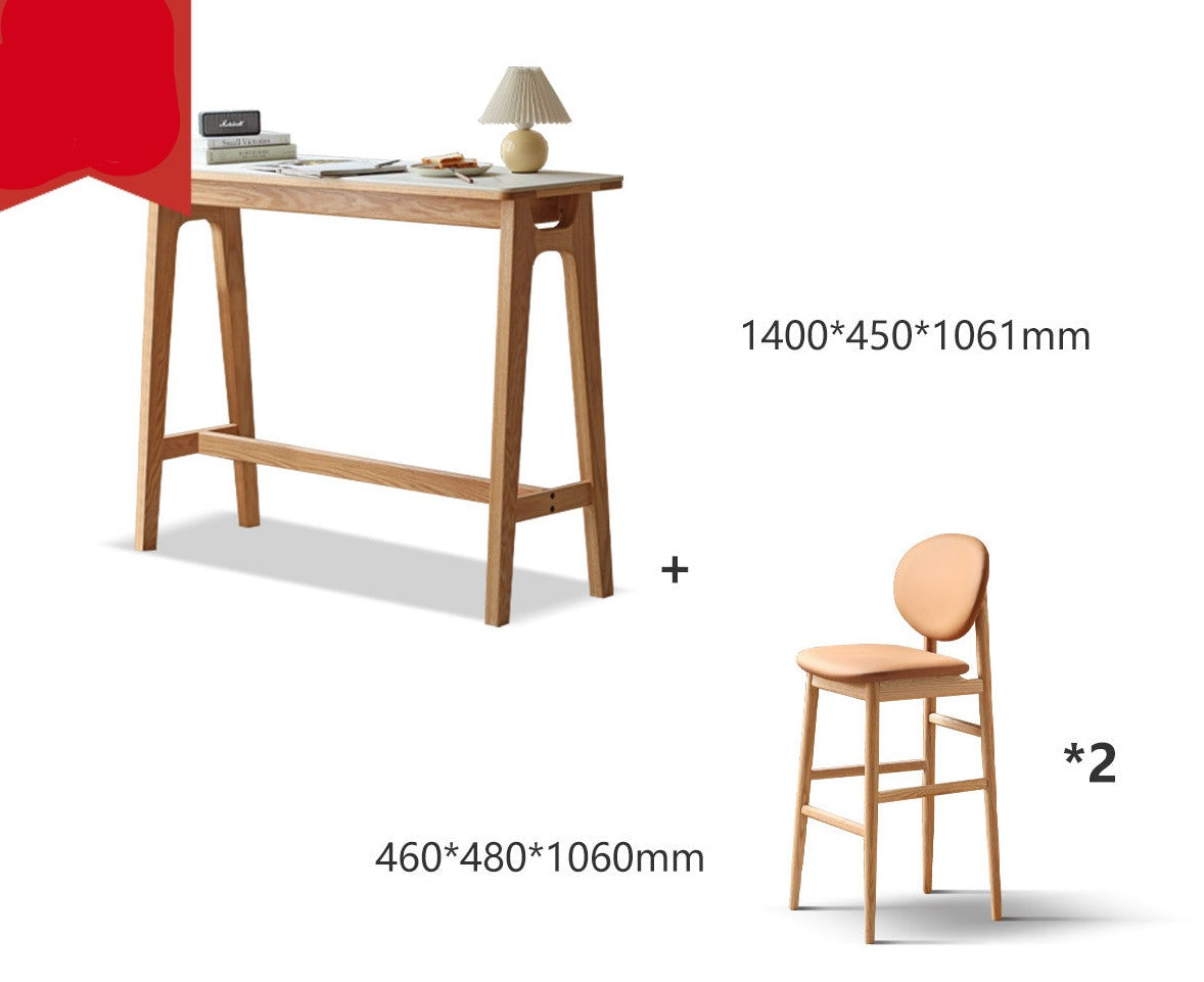 Rock slab bar table oak solid wood"