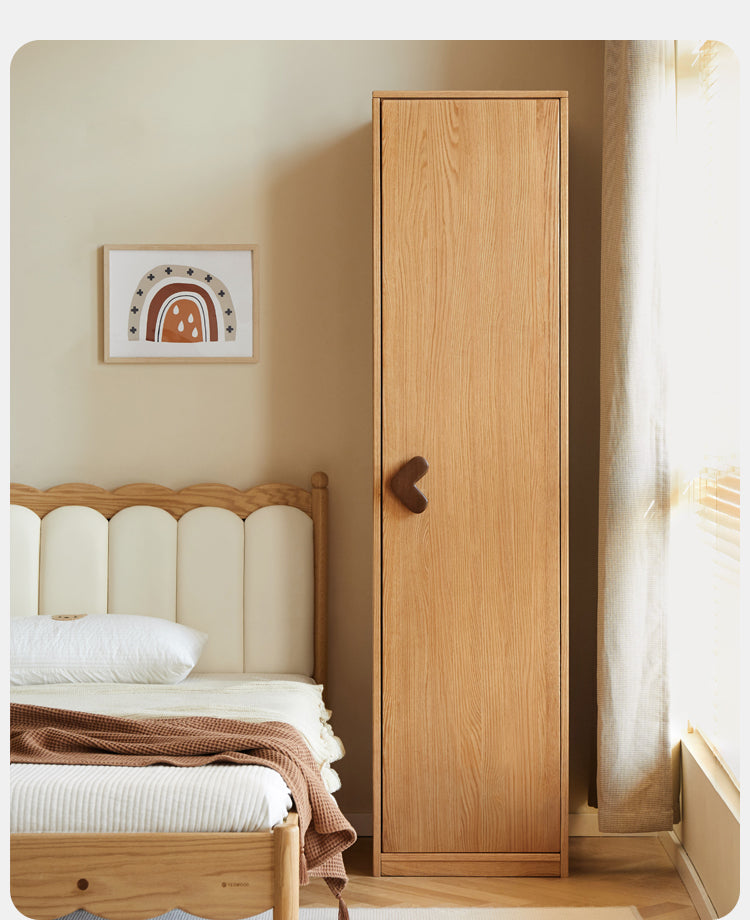 Oak Solid Wood Children's Wardrobe, Bookcase Combination
