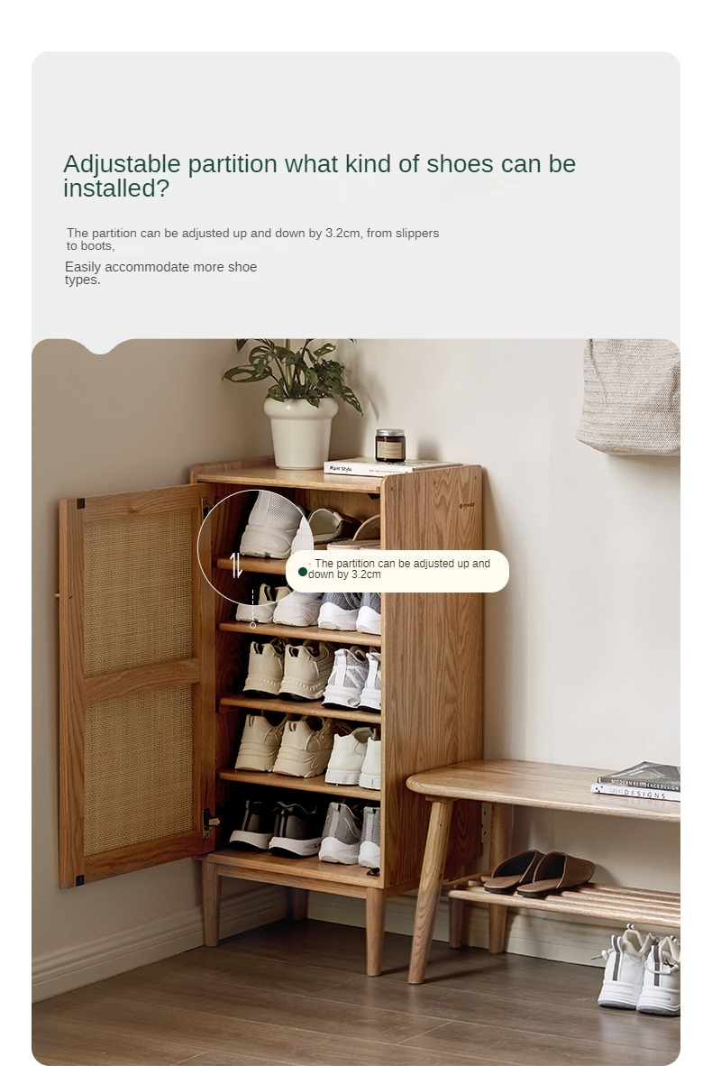 Oak Solid Wood Entrance Shoe Cabinet