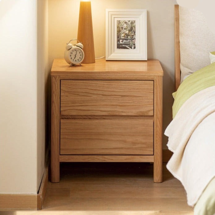 Oak solid wood nightstand"