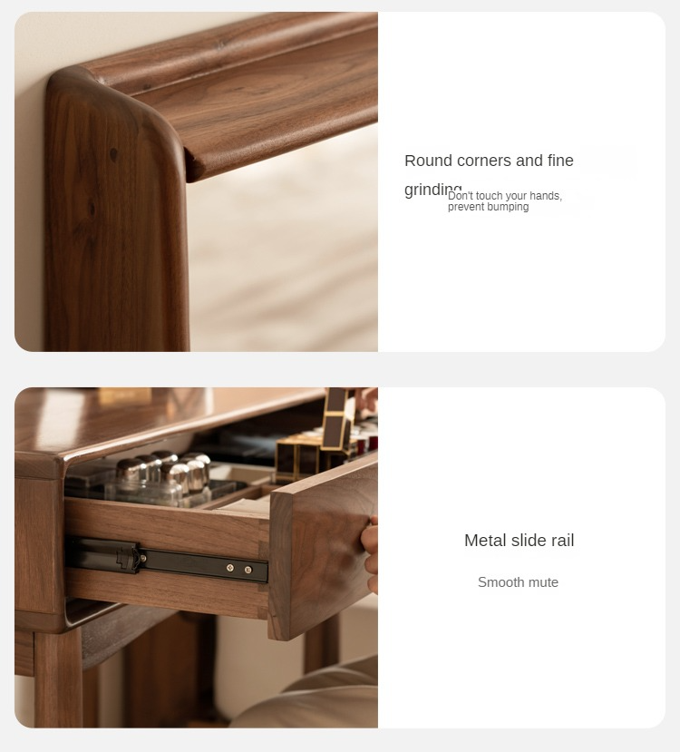 Black Walnut, South American Walnut Tree Solid Wood Mirror Vanity Table.