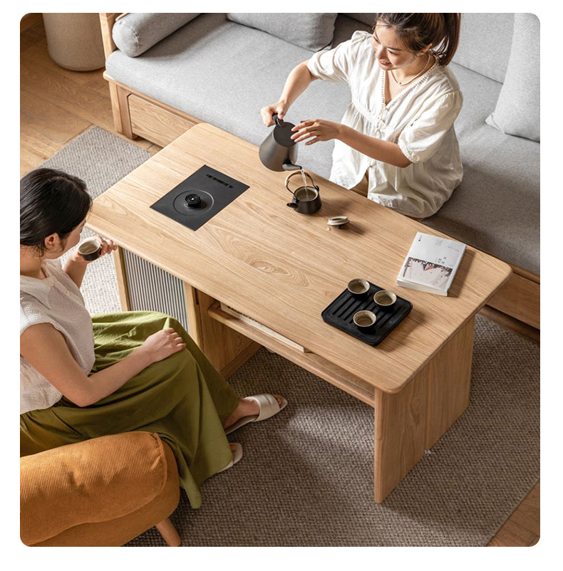 Ash Solid Wood Tea Cabinet With Tea Maker