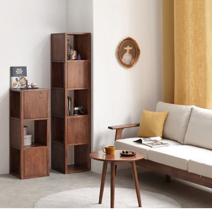 Oak, Ash Solid Wood Bookshelf Narrow Cabinet
