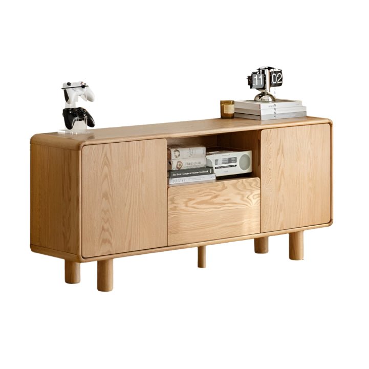 Oak Solid Wood Tall TV Cabinet.