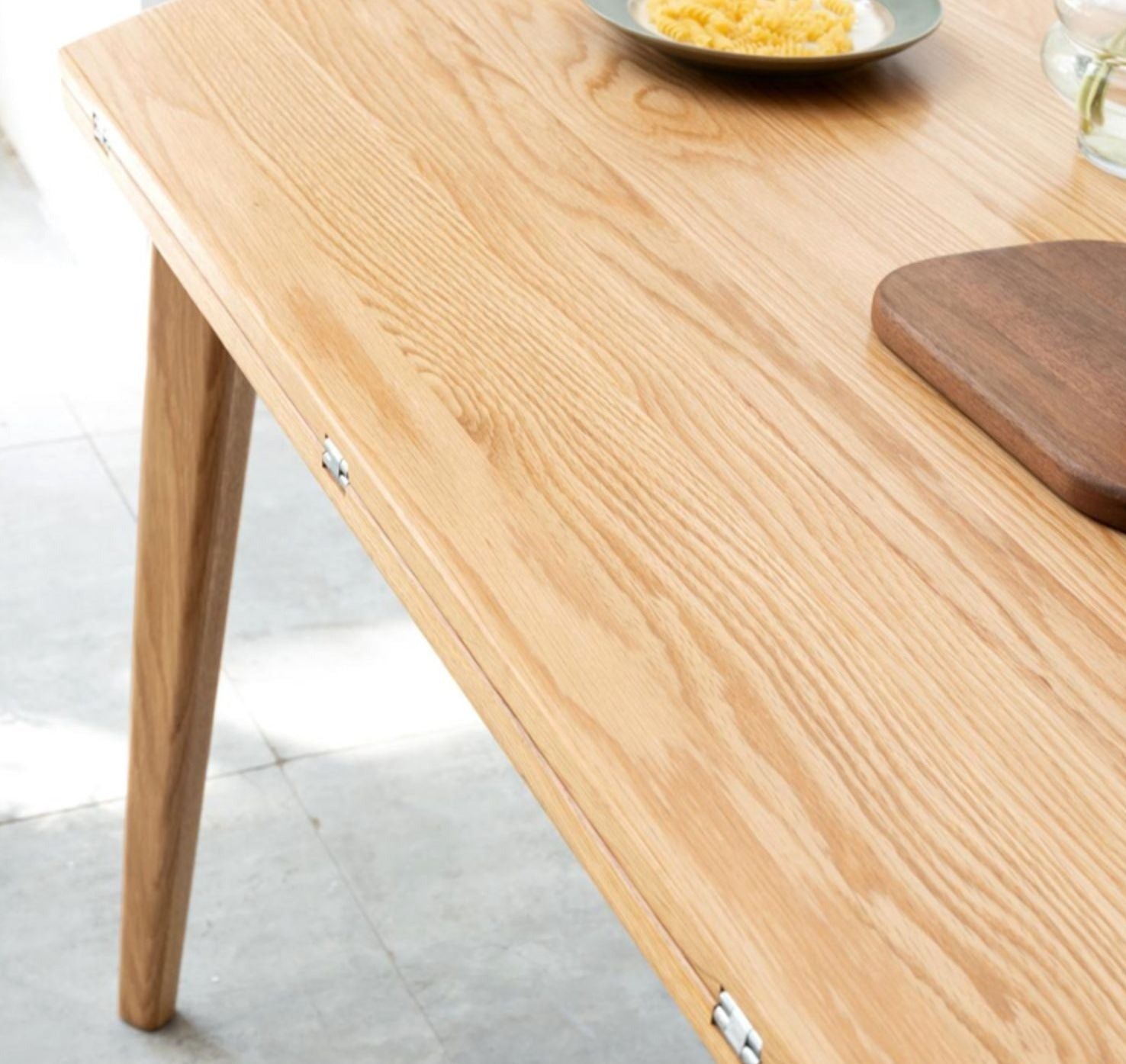Oak solid wood folding dining table small apartment"