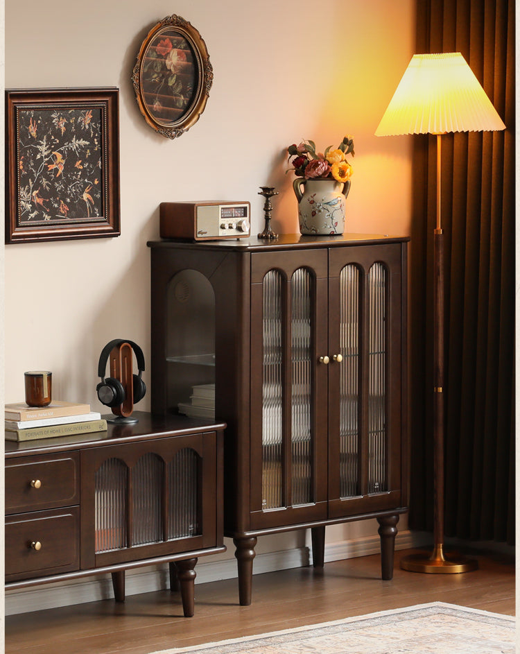 Poplar Solid Wood American Retro Side Cabinet.