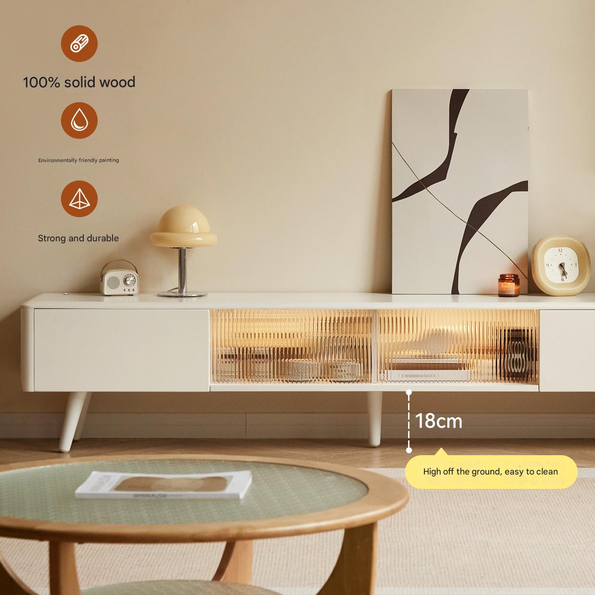 Rubber Solid wood Light Luxury Modern TV Cabinet.