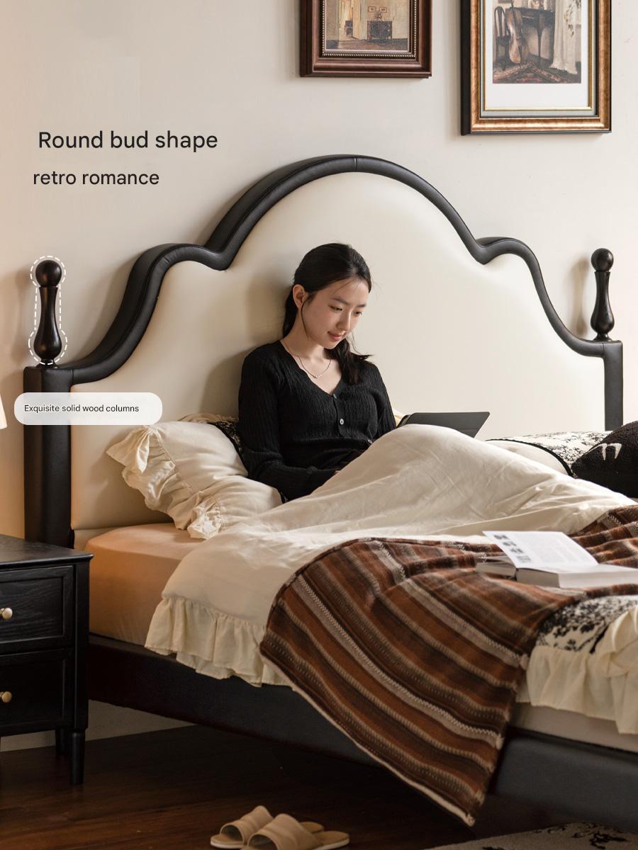 Ecological Cloud Leather Soft King Bed French Retro