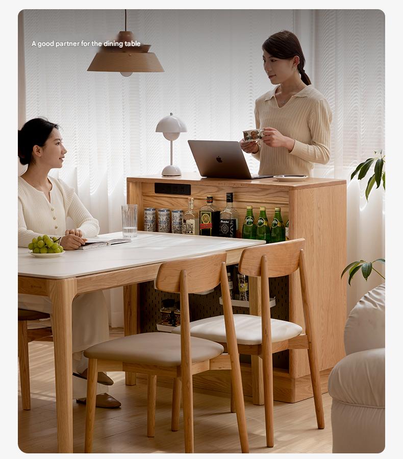 Oak Solid Wood Retractable Rock Plate Bar Table