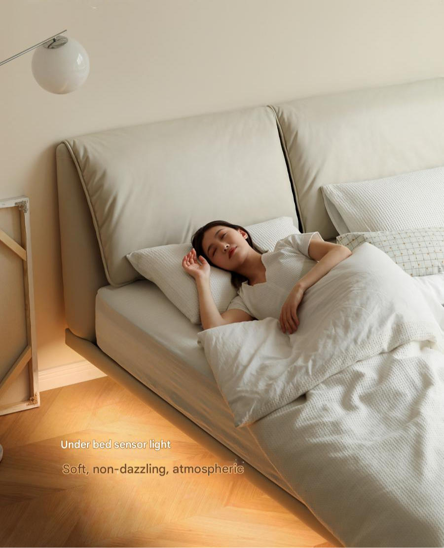 Suspension Technology Fabric Bed,Leather Bed with Light