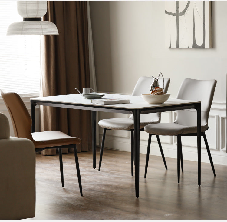 Rock Slab+Metal Italian Light Luxury Black Dining Table