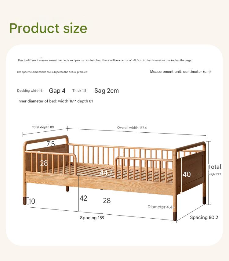 Oak Solid Wood Multi-functional Toddler Bed
