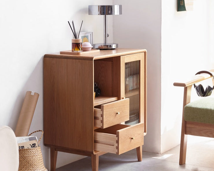 Oak solid wood side cabinet"
