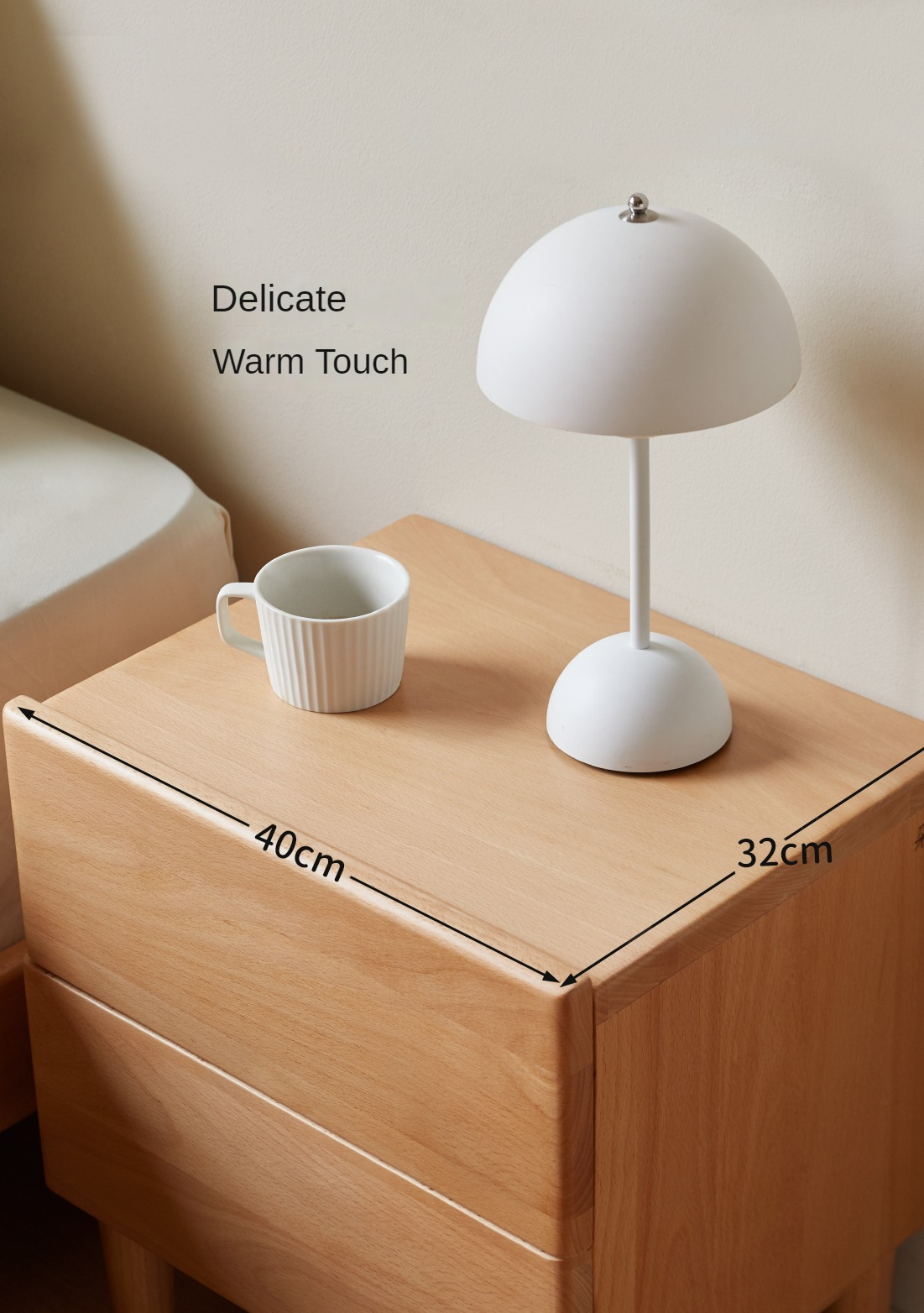 Beech Solid Wood Nightstand and Elevated Storage Rack, Bedside Bookshelf.