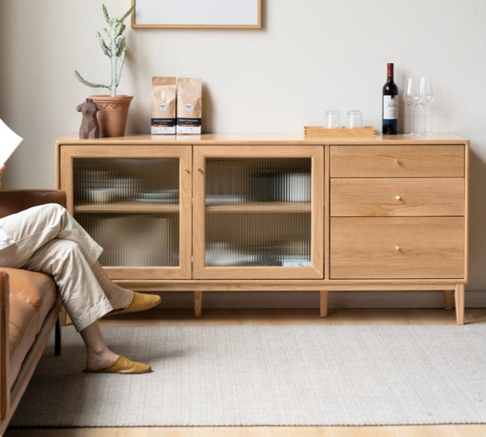 Oak solid wood sideboard cabinet"