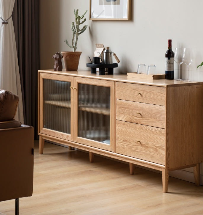 Oak solid wood sideboard cabinet"