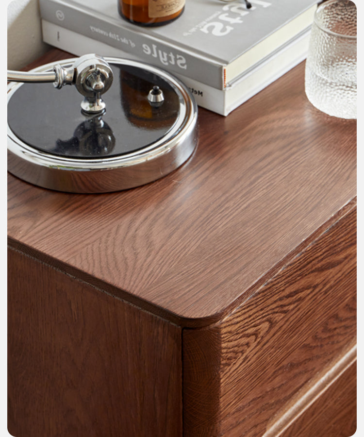 Oak solid wood Nightstand with lock"