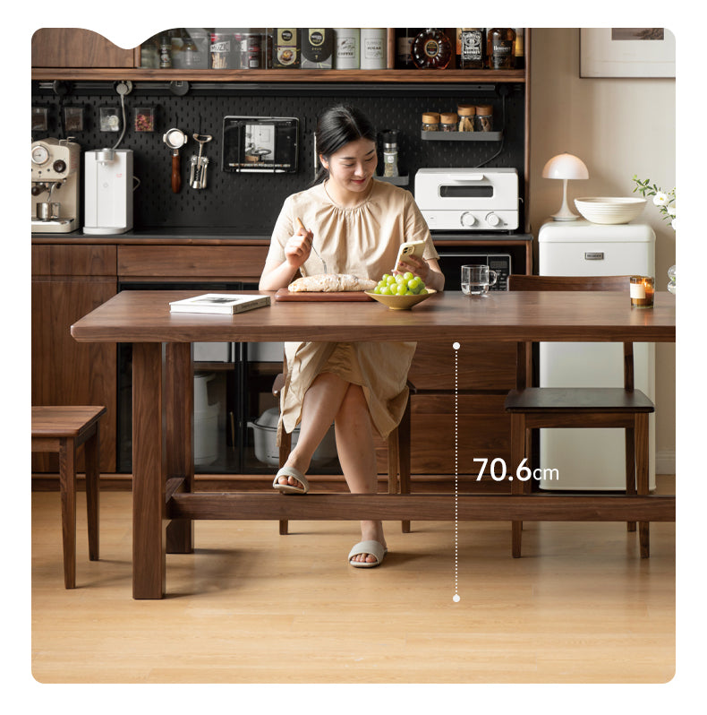 Sandalwood, Black Walnut, Oak, Ash Solid Wood Farmhouse Style Dining Table