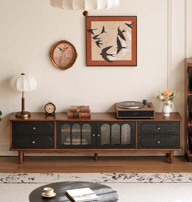 Ash Solid Wood French Retro TV Cabinet