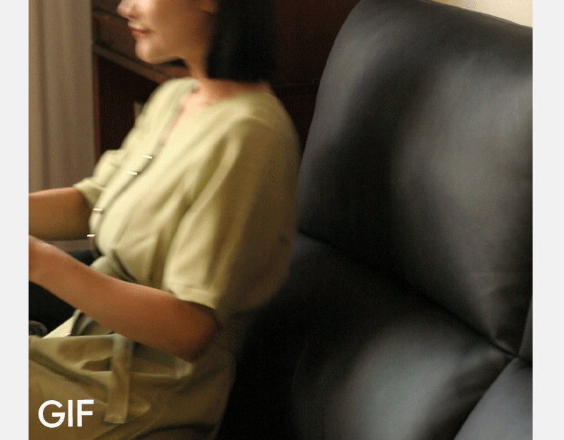 Leather Top Layer Yellow Cowhide Black Multifunctional Electric Sofa,