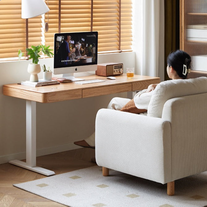 Oak Solid Wood Elevating Electric Multifunctional Standing Desk