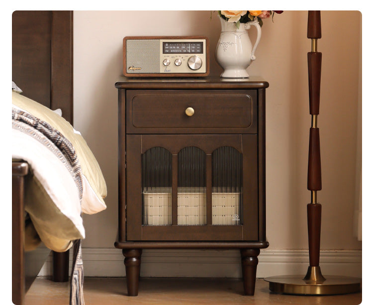 Black Walnut, Poplar Solid Wood American Retro Nightstand