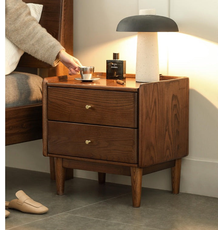 Ash Solid Wood Modern Nightstand.