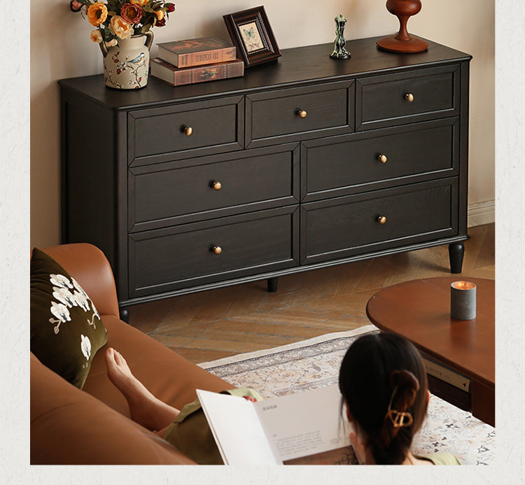Solid RubberWood, Oak Solid Wood American Style Dresser, Drawers