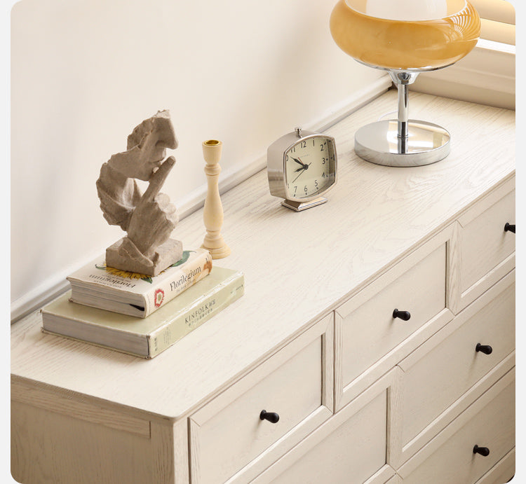 Rubberwood, Oak Solid Wood American Style Chest of Drawers