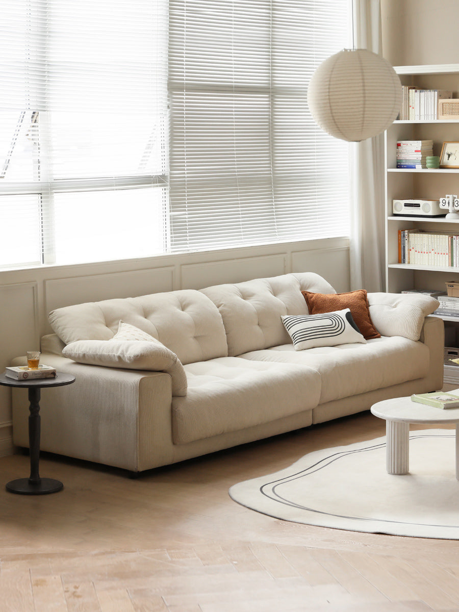 Fabric Sofa Cream Style White Goose Down.