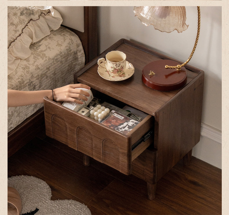 Black Walnut Solid Wood Modern Simple Nightstand.