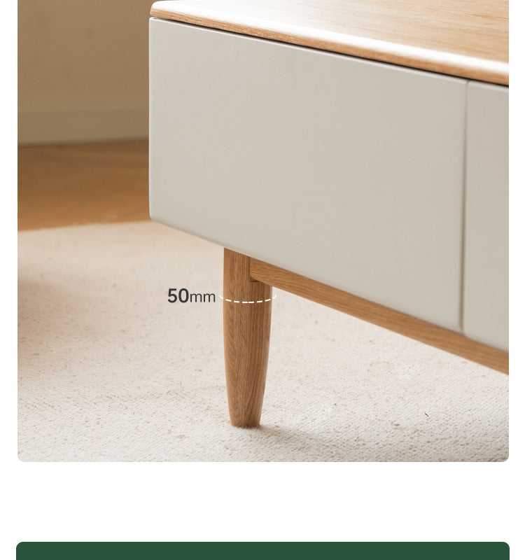 Oak Solid Wood Modern Coffee Table With Drawer