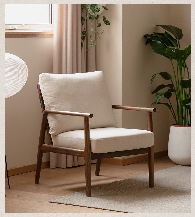 Ash Solid Wood genuine leather, fabric Sofa Chair