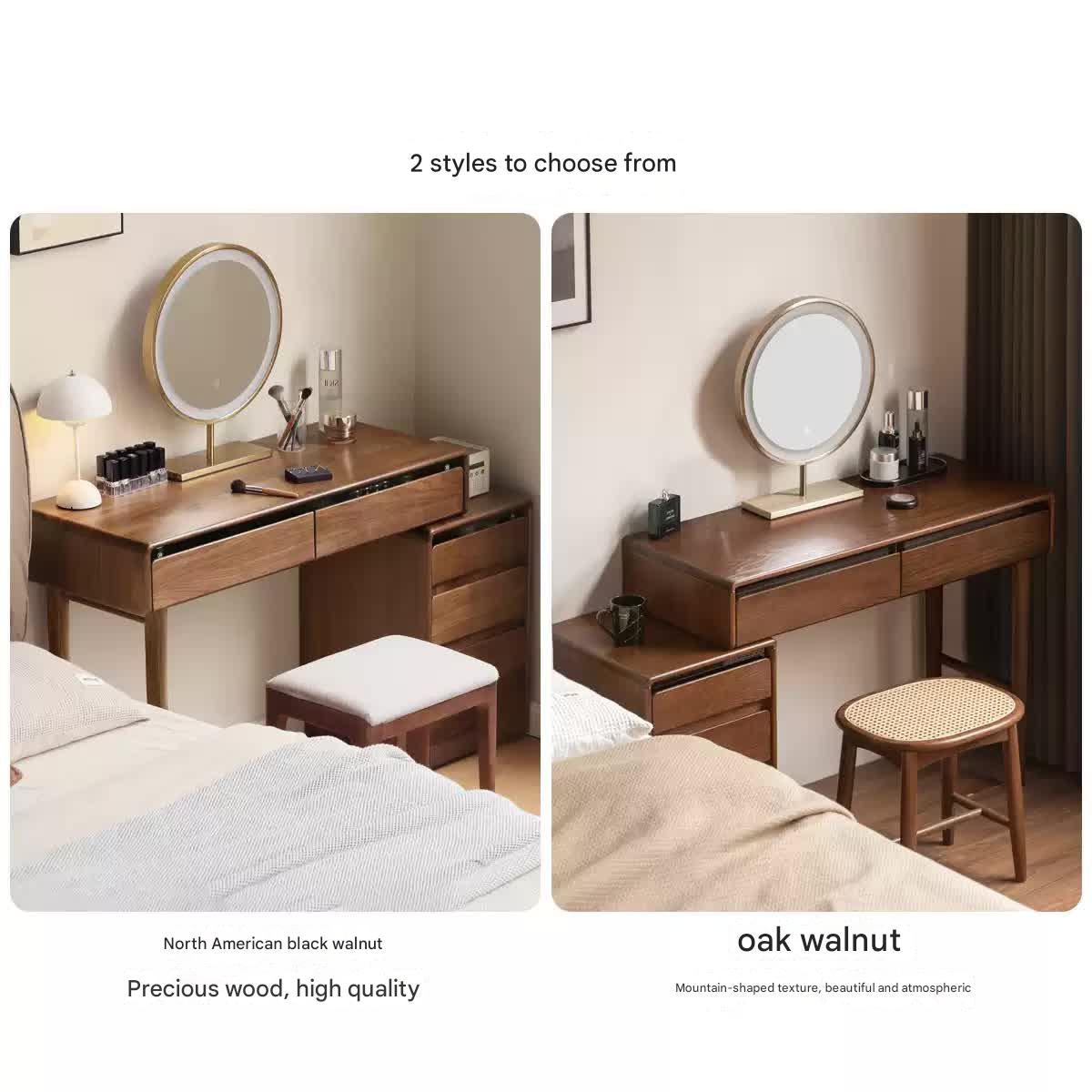 Oak Solid Wood Retractable Modern Dressing Table.