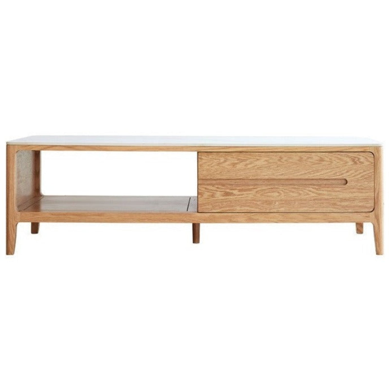 Oak, Solid Rubberwood Coffee Table Three Drawers