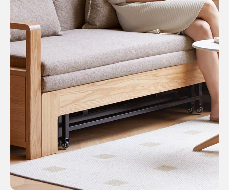 Oak, Ash Solid Wood Sofa Bed Modern Multifunctional.