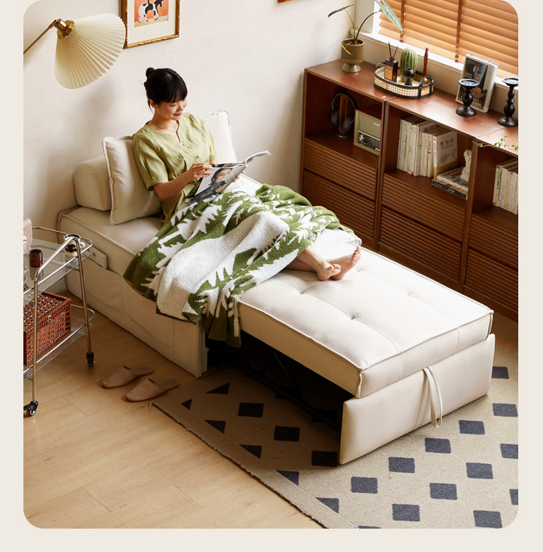 Fabric Cream Style Single Retractable Bed.