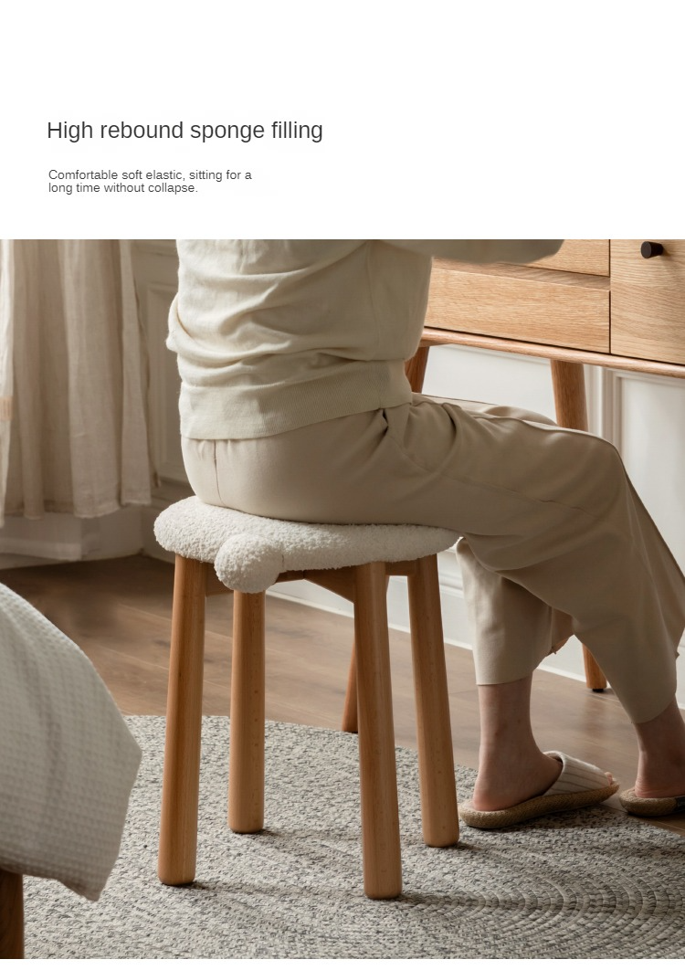 Black Walnut, Oak, Cherry, Beech, Sandalwood Solid Wood Makeup Stool