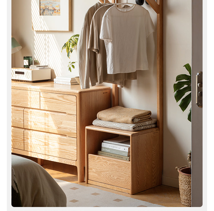 Oak, Birch Solid Wood Nordic Floor Storage Clothes Rack<