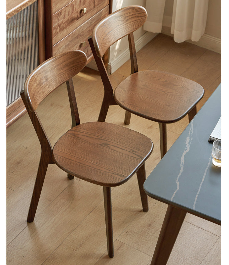 Ash, Oak, Cherry, Beech, Black Walnut Solid Wood Curved Backrest Dining Chair