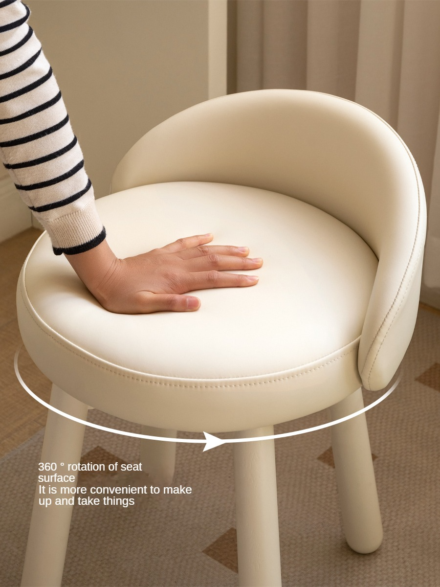 Makeup Stool 360° Free Rrotation Cream Style Birch Solid Wood