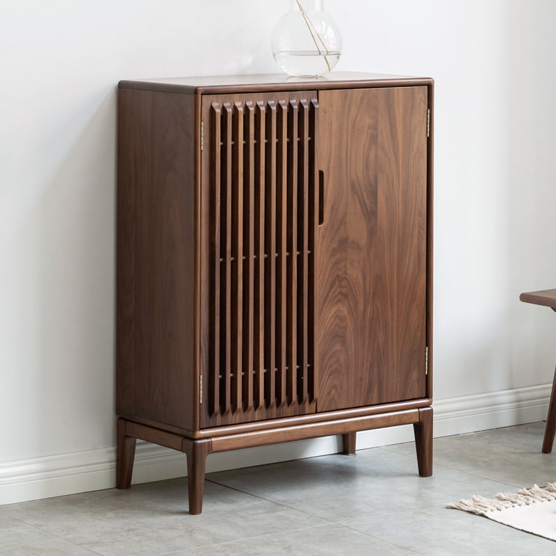 Black Walnut, Ash Two-Door Shoe Cabinet Entrance