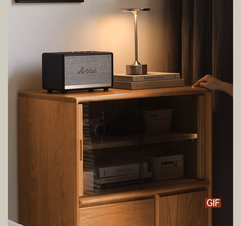 Cherry Solid Wood Mid-range Style Side Cabinet.