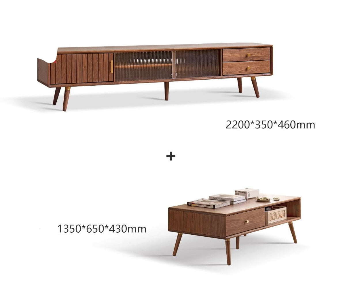 Black Walnut Solid Wood light luxury TV Cabinet"+