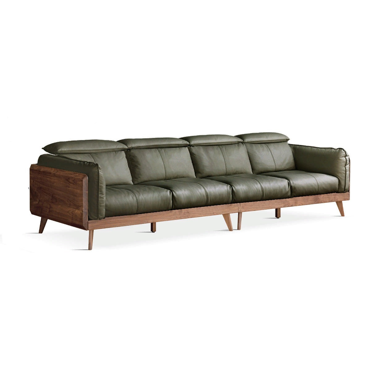 Black Walnut, Ash Solid Wood Genuine Leather Down Sofa.