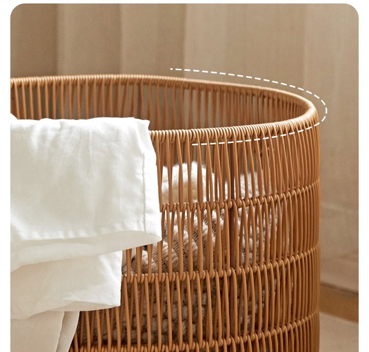 Solid RubberWood Cream Style Kids Nightstand And Toy Storage Basket