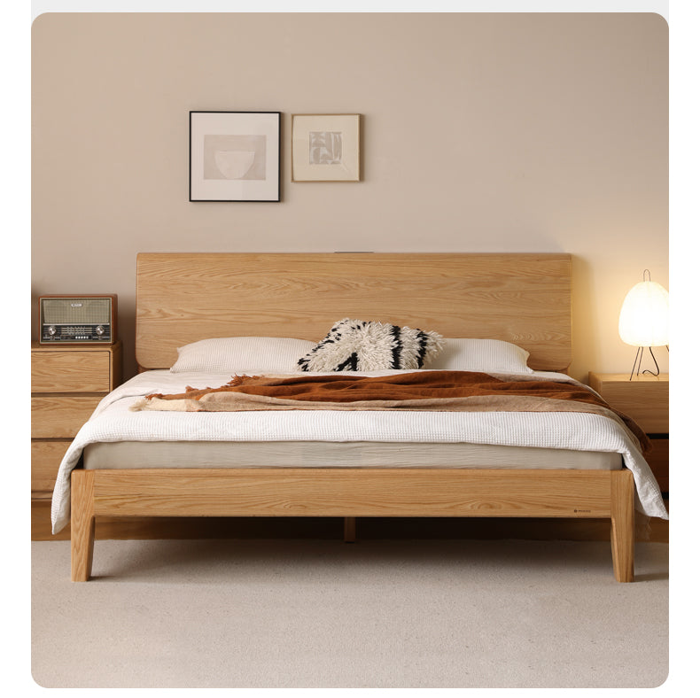 Oak Solid Wood Bed Nordic Modern