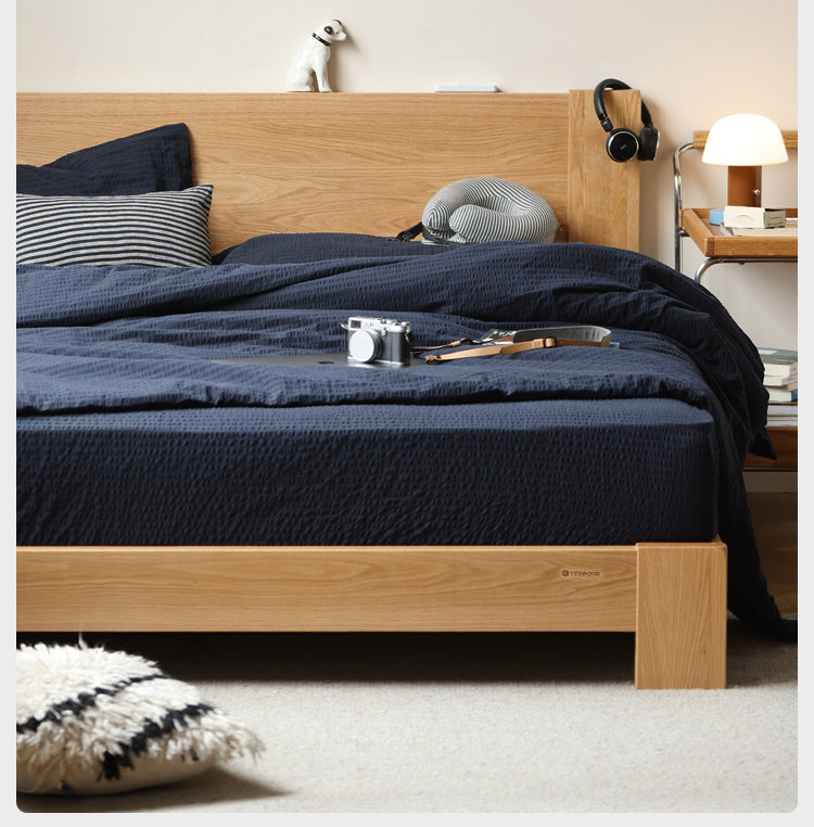 Oak, Rubberwood Solid Wood Bed - SPECIAL PRICE