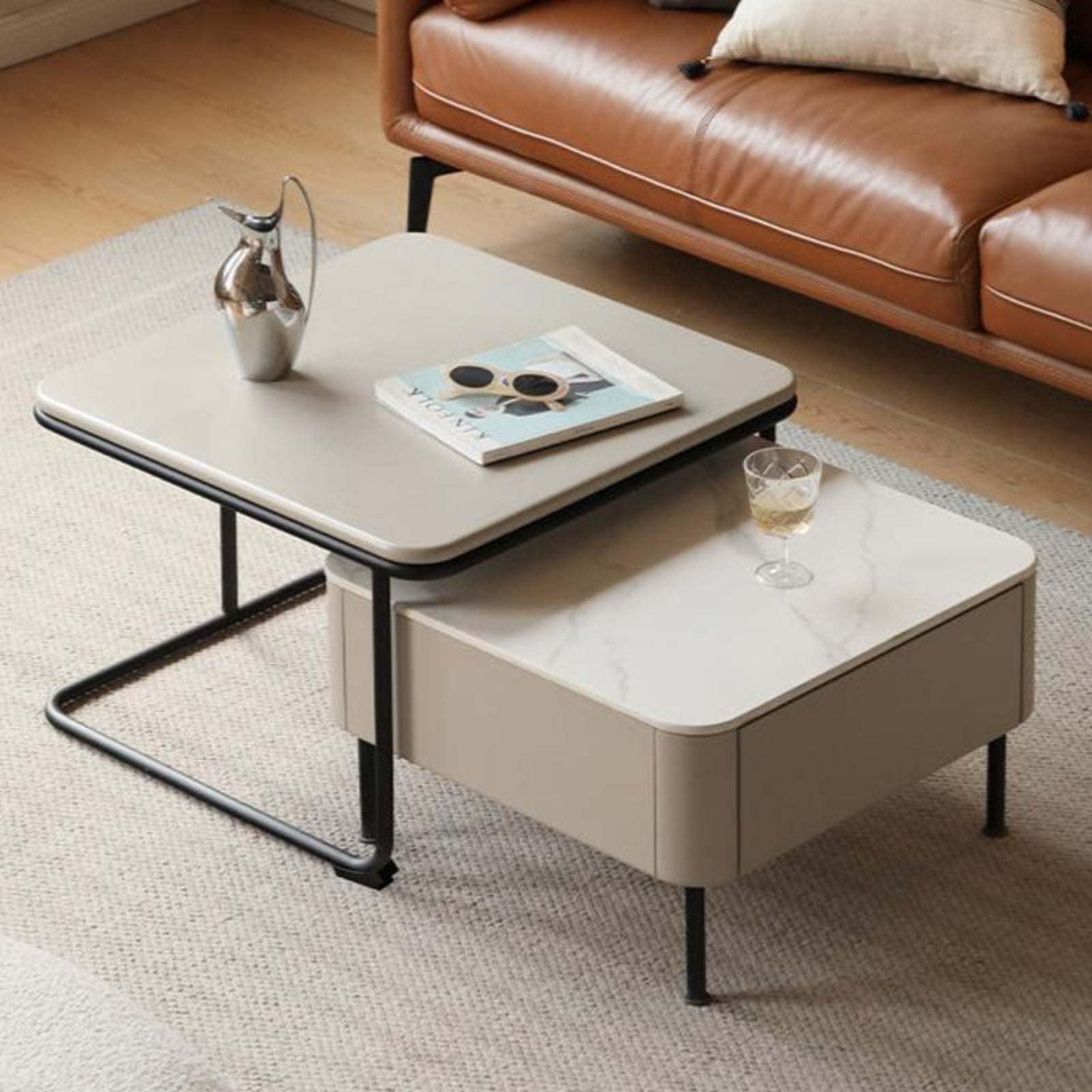 solid wood coffee table modern simple small apartment combination