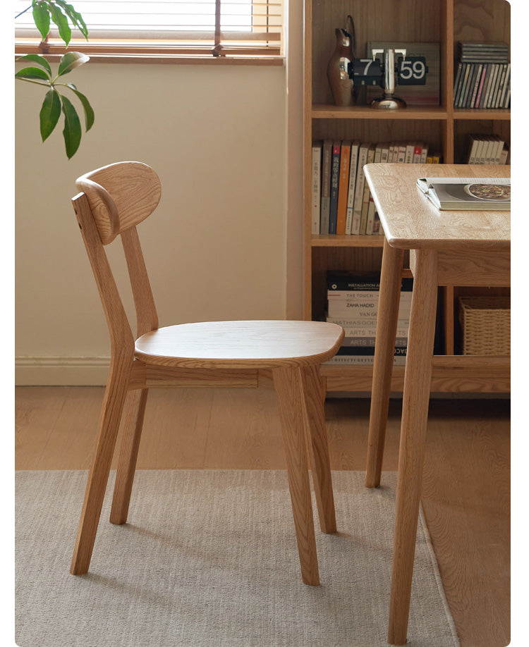 Ash, Oak, Cherry, Beech, Black Walnut Solid Wood Curved Backrest Dining Chair